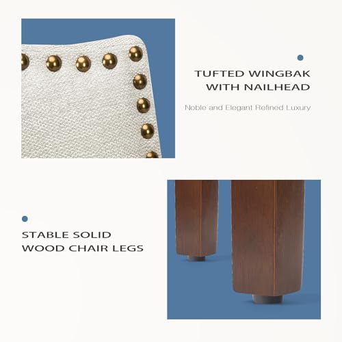 DUMOS Dining Chairs Set of 2, Moden Leather Kitchen Table Chairs with Wooden Legs and Padded Seat for Dining Room/Kitchen/Living Room/Restaurant, Beige