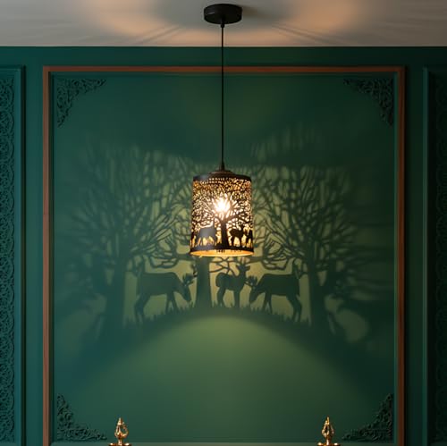 Image of Black Deer Metal Pendant Lights, Set of 2, Modern Hanging Lamps for Living Room, Bedroom, Dining Room, 8W, Warm White (Bulb Included)