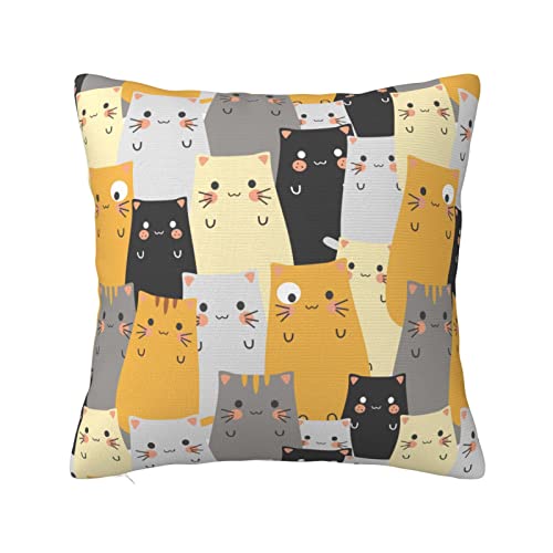 Funny Cat Throw Pillow Cover 18X18 Inch Cute Throw Pillowcase For Couch Sofa Bed Bedroom Car Living Decor #TOP11