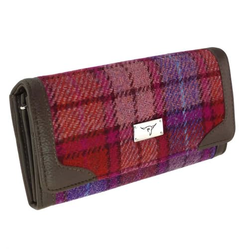 Porte-monnaie Harris Tweed orange en laine véritable Glen Appin LB2000