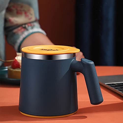 Taza de café de té de gran capacidad con doble pared de acero inoxidable portátil con mango (azul) - Imagen 5