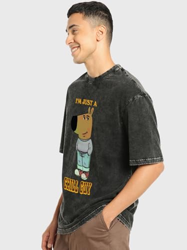 Image of Bewakoof Men's Cotton Typography Oversized Fit Half Sleeve Round Neck T-Shirt | Casual Wear | Street Wear | Oversized t Shirt for Men Cotton | Baggy