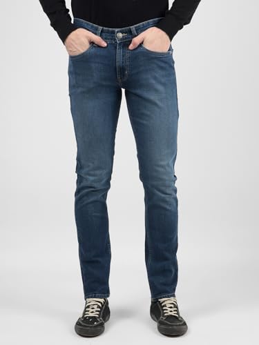 Image of Numero Uno Men's Blue Low Rise Skinny Fit Sustainable and Stretchable Jeans