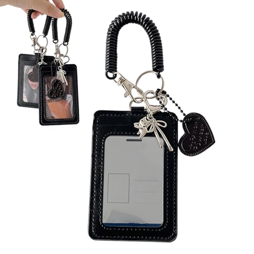 Porte Cartes Photo, Housse en Cuir PU, Pochette Photo avec Charme Cœur, Brassard Spiralé pour Femmes, Étudiants, Fans, Voyage, École