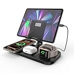 Wireless Charger for Apple, 4 in 1 Wireless Charging Station for iPhone 16/17/15/14/13/12/11, Charging Dock Station for Apple Watch 10/9/8/7/6/SE/5, Charger for AirPods 4/Pro, iPad Stand (Black)