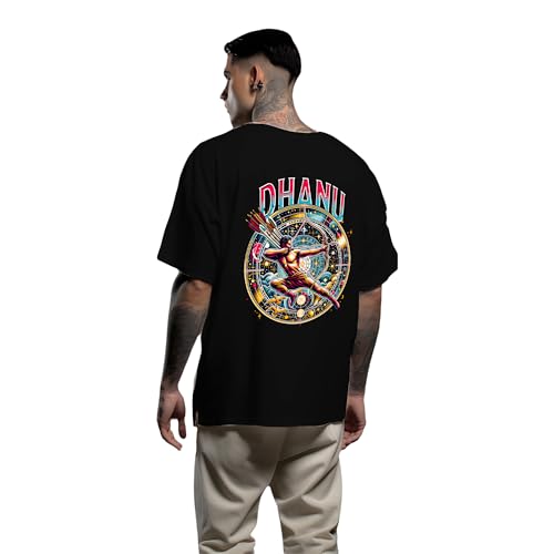 Image of Men's Zodiac Sign Printed Oversized Cotton T-Shirt