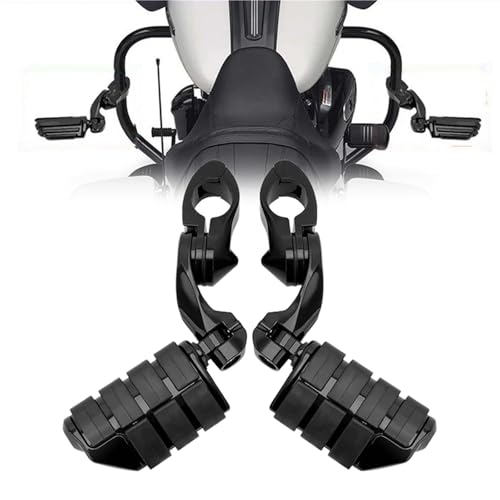 1.25" Motorcycle Angled Adjustable Highway Footpegs With 1/4" Bar Black For Kawasaki