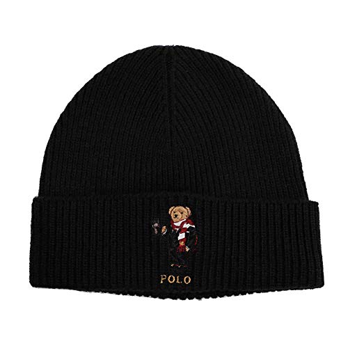 ポロ ラルフローレン (Polo Ralph Lauren) ニット帽 ニットキャップ ベアー スーツ ビーニー PC0358 くま ユニセックス 男女兼用 (001(BLACK)) [並行輸入品]