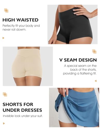 Buauty 2 Pack Spandex Shorts for Women 2.5 Inch Slip Shorts for Under Dress Yoga Workout Biker Booty Cheerleader Dance Shorts4