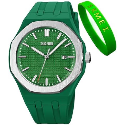 SKMEI Young Men Watches Silicone Band Waterproof Sports Fashion Casual Simple Luminous Analog Quartz Gifts Green Wrist Watch Cover