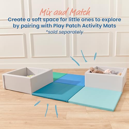 Image of ECR4Kids SoftZone Play Patch Toy Bins, Beginner Playset, Light Grey, 2-Pack