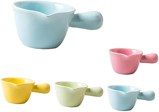Mini Ceramic Milk Pot Handle Pink for Single Serve Cooking Stew Soup Porridge Microwave Bake Safe