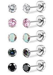 4mm Rainbow Cubic Zirconia Studs