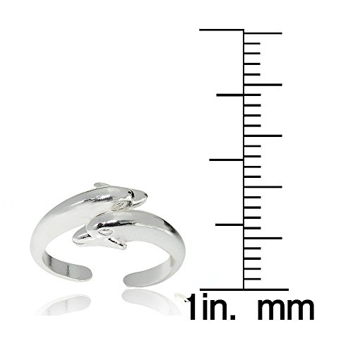 Hoops & Loops 925 Sterling Silver Twin Dolphins Open Toe Ring For Women Teen Girls Men #TOP2