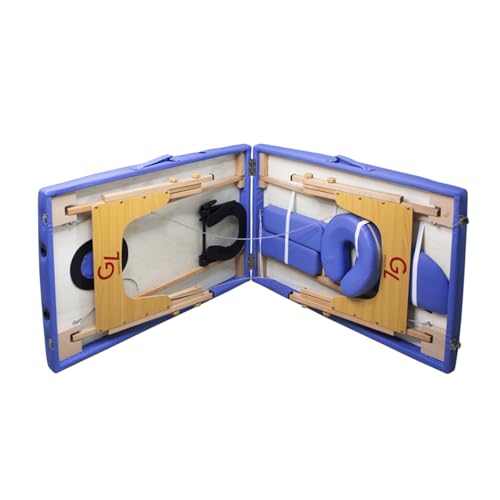 Maca Dobrável Madeira 250kg Estética Massagem Portátil Cor Azul - Gold - Modelo Standart 1,80x60cm