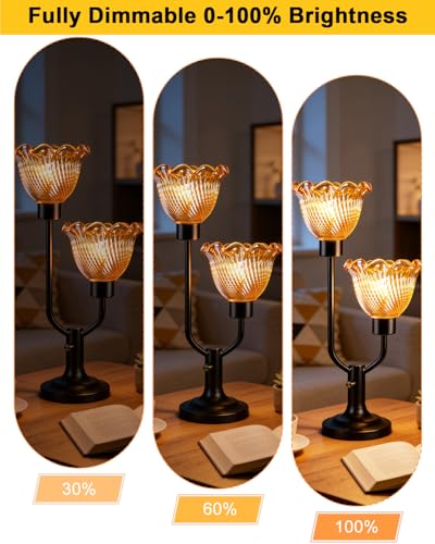 Image of Lightdot Mid Century Modern Table Lamp Dimmable Black Vintage Glass Lamp