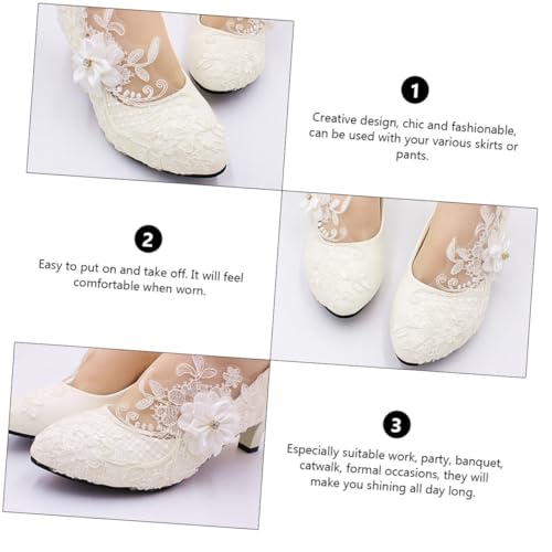 Chaussures de mariage pour femmes blanches dentelle soirée 41 - 6