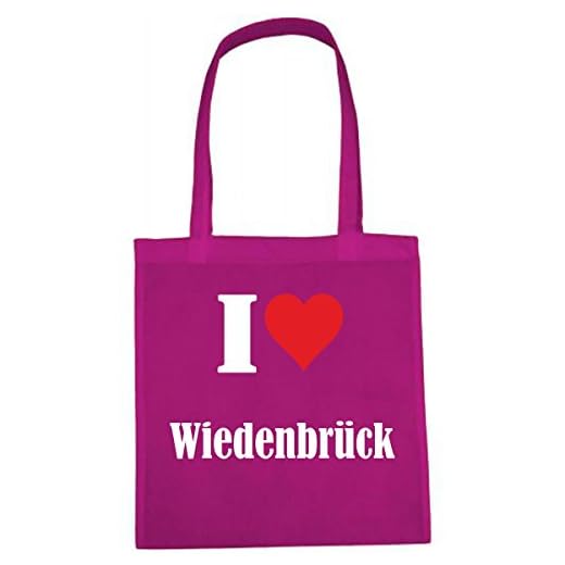 Tasche I Love Wiedenbrück Größe 38x42 Farbe Pink Druck Weiss