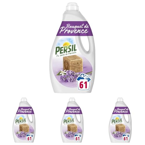 Persil - Lessive Liquide Bouquet de Provence – Parfum au extraits naturels de lavande & au Savon de Marseille - 61 lavages - Encore Plus Efficace Même à Froid - Testée Dermatologiquement (Lot de 4)