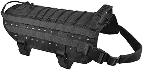 Hanshengday Tactical Dog Harness-Training Outdoor Breathable Vest-Military Water-Resistant Dog Backpack-Pet Tactical -Vest-Metal D Ring…