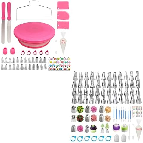 YOQXHY 90 Pcs Cake Decorating Kit & 130 Pcs Piping Bags and Tips Set Cover