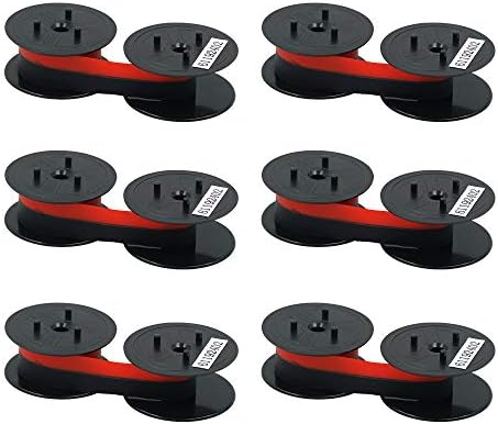 Printerfield GR.24 (6 Pack) Spool Calculator Ribbon/Typewriter Ribbon Cal.Ribbon GR24/GR41/GR42 for Star DP8340 - Black/Red