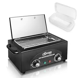 High Temperature Metal Tool Cleaning Box, 2L Dry Heat Cabinet Beauty Hair Nail Metal Tool Cleaning for Manicure Pedicure Barber, with 0-60 Min Timer & 50-220℃ Temp Settings, Plastic Sterilization Tray
