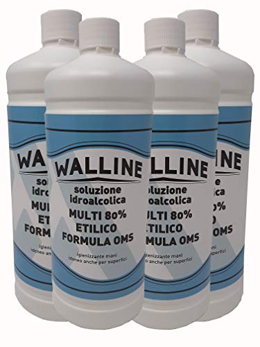 KIT Walline MULTIUSO RICARICA 4L - Soluzione Idroalcolica MULTI 80% ETILICO FORMULA OMS igienizzante mani idoneo anche per superfici