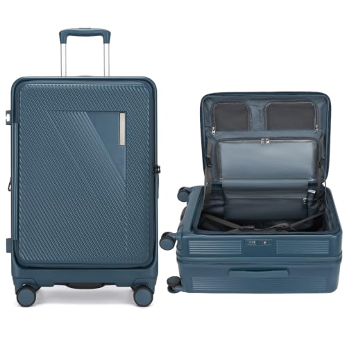 Super Solu Reisekoffer XL 28 Zoll Erweiterbar Frontöffnung TSA Blau
