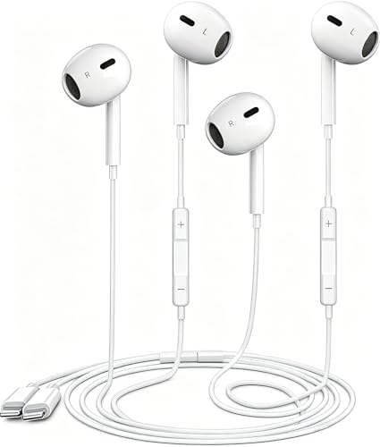 Zetuti 2 Packs Wired Headphones Earbuds for iPhone 14/13/12/11/XR/XS/X/8/7/SE with Built-in Microphone & Volume Control HiFi Stereo Nosie Reduction Wired Earphones Support All iOS System