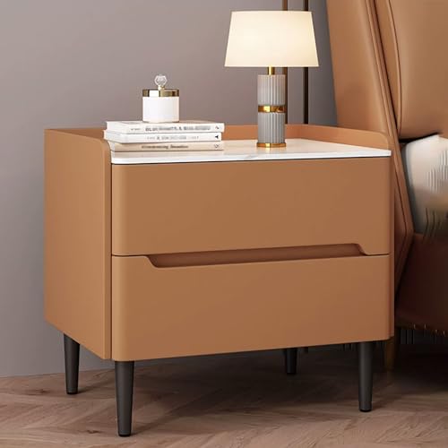 Table de chevet moderne en cuir avec 2 tiroirs HJMMHX pour rangement de chambre