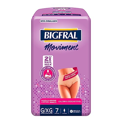 Roupa Íntima Bigfral Moviment Feminina G/XG 7 Unidades
