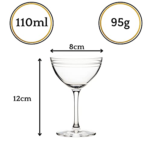 Hemswell Crystal Aperitif Glasses Set Of 2 - Etched Long Stem Cordial Set - Stemmed Liqueur Glasses For A Small 3.5 Oz Single Shot - Perfect As A Cordial Glass Or Absinthe Glass - European Crystal #TOP3