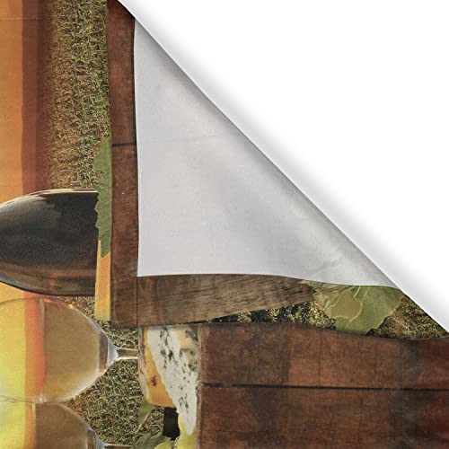 Ambesonne Wine Kitchen Curtains, Tuscany Land Of Wine Grape Field Wine Bottle And Glasses Sunset Outdoor Rural View, Window Drapes 2 Panel Set For Kitchen Cafe Decor, 55" X 39", Green Orange #TOP30
