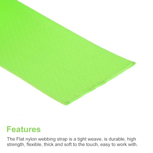 Image of Nylon Webbing Strap, 10 Metres, 1 inch /1.5 inch /2 inch Width, 0.7 mm Thickness (Bright Green, 1 inch)