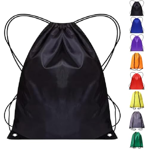 WESTWOOD FOX Drawstring Gym Bag String Bags Gym Sack Backpack PE Bags for Women Men Trainer Swimming Bag Travel Beach School Holidays Suitable for Sports,kids,Boys,Girls (Jet Black, 1 pc)