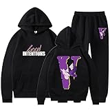 Nhicdns Big V Hoodie Set V Letter Fashion Graffiti Long Sleeved Hip Hop 2 Piece outfits Thickened Hooded Sweatshirt for Men and Women