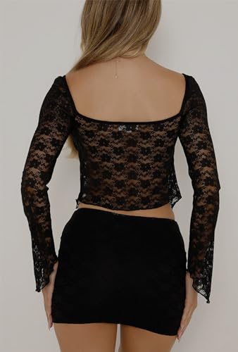 Women's Black Mini Skirt Sex Mid-Waist Stretch Lace Bodycon Short Mini Skirts 0045 (L, Black-2)3