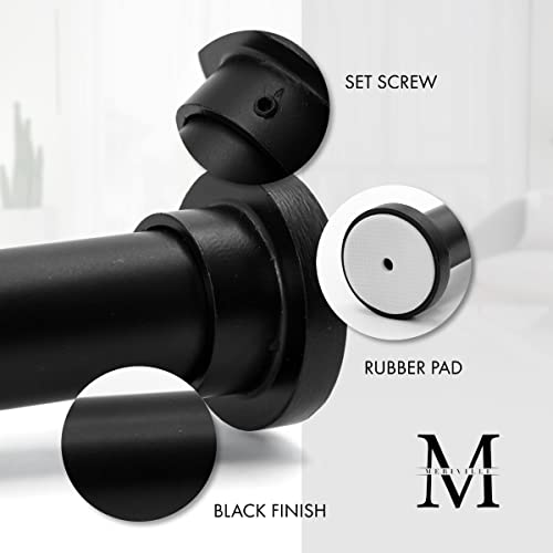 Meriville 1-Inch Diameter Metal Spring Tension Rod, Closet Rod, Tension Curtain Rod, Shower Curtain Rod, Adjustable Length 18-Inch To 30-Inch, Black #TOP3