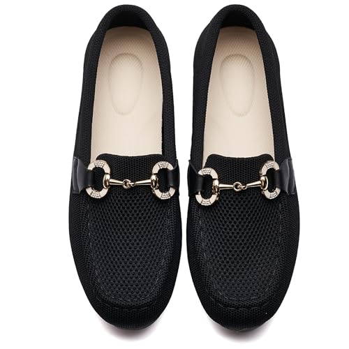 Image of Women's Knit Slip On Loafers - Breathable Mesh Flats with Memory Foam Insole & Arch Support, Non-Slip Comfortable Shoes for Work Office Commute, Driving, Casual Daily Walking (Wide Foot Friendly)