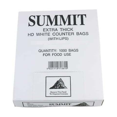Summit Extra Thick HD White Counter Bags (12" x 15") - Pack of 1000 (FOR FOOD USE) Cover