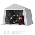 VEVOR Outdoor Storage Shed, 10 x 10 ft Portable Storage Tent with Roll-up Door & Vents, Waterproof Canopy Shed Shelter, Heavy Duty Frame, Patio Garage Carport for Motorcycle, Lawn Mower, Bike, Grey