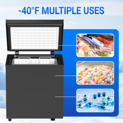 Image of Chest Freezer Low temperature quick freeze 14℉ to -40℉ Compact Freezer - 2 Removable Baskets Match Day Parties, Home Bar Game Day &Soccer Party (Black, 1.8 Cubic Feet)