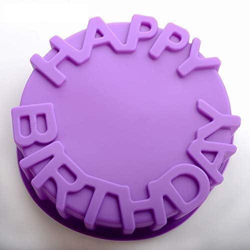 MAMELDI CREATION Silicone Round Shape Cake Mould Happy Birthday Letter Cake Mold Baking Tools Cake pan Microwave Oven Silicone Cake Mold (Multi-Color)