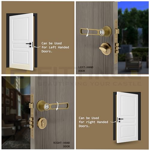 Image of Nice Mortise Door Handle Lock Set /Premium Zinc Alloy Door Handle with Locks /Heavy-Duty Main Door Handle with Lock for Home, Office & Hotel Doors - 3 Years Warranty - Brass Antique