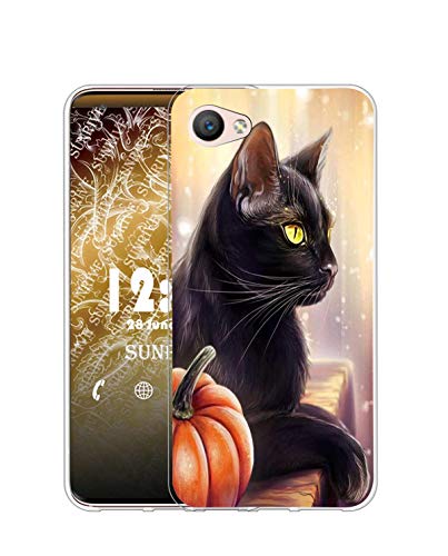 Sunrive Cover Compatibile con Oppo F7 Youth, Custodia Case in Molle Trasparente Silicone Morbida Flessibile AntiGraffio Protettiva Back custodie(Q Gatto 1)