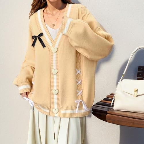 Image of Chevara Women's Cute Sweet Cardigan Sweater Kawaii School Uniform Button Long Sleeve V-Neck Knitted Outerwear