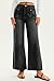 Cicy Bell Womens High Waisted Cropped Jeans Trendy Stretchy Baggy Straight Leg Raw Hem Capri Denim Pants Black