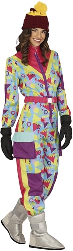 FIESTAS GUIRCA Déguisement rétro pour femme - Costume de ski coloré des années 80 - Costume amusant pour femme - Survêtement de skieur de snowboard des années 90 Taille M