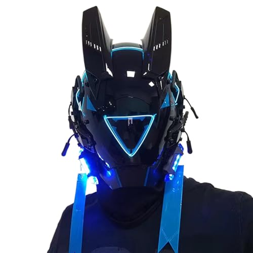 Casque cyberfuturiste punk avec éclairage pour cosplay de l'espace